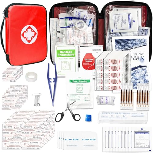 Travel-First Aid-Kit Car-Home 300PCS Survival-Kit Outdoor-Adventure - Small Portable Red Emergency Essential Sets Office Hiking Camping Business Public Must Have First Aid Gear Equipment 1st Aid - style: Red-300Pcs