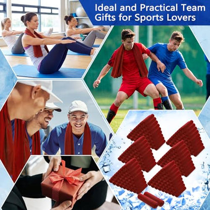 Hosuly 300 Pack Cooling Towels Bulk 40 x 12 Inch Large Chilly Breathable Sweat Sports Cold Towels Sublimation Microfiber Ice Neck Rag for Hot Weather Workout Gym Team Gift (Red) - color: Red