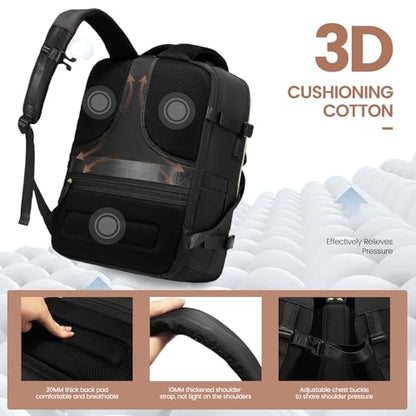 LOVEVOOK Travel Backpack for Women, 40L Carry On Backpack with 3 Packing Cubes,TSA Personal Item Travel Bag Airline Approved, Water Resistant Weekender Overnight Luggage Daypack, Fits 17 Inch Laptop - color: C-black, size: Large - 17.3 Inch - 40L - 3 Pcs
