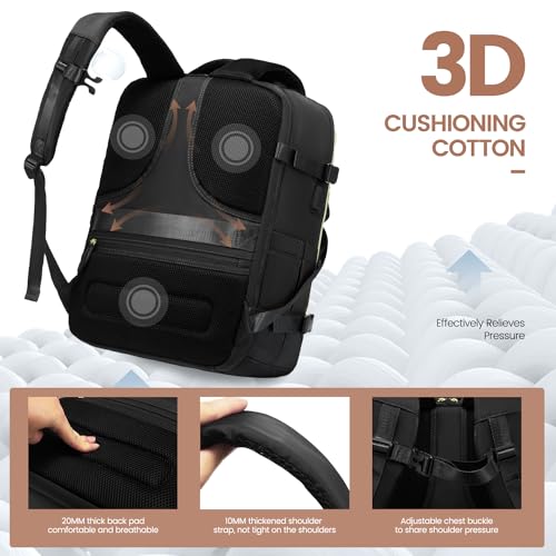 LOVEVOOK 50L Travel Backpack Carry On Airline Approved, Large Backpack with 3 Packing Cubes, TSA Travel Essentials Carry On Bag, Waterproof Weekender Overnight Luggage Daypack, Fits 18 Inch Laptop - color: C-black, size: XLarge - 18.5 Inch - 50L - 4 Pcs