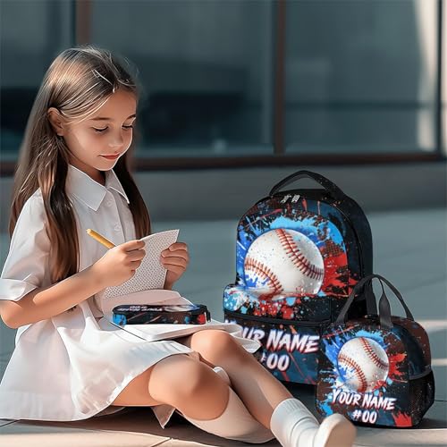COZYAURA Backpack for Kids - Personalized Baseball Backpacks Set for School - Boys Bookbag with Lunch Box - Youth Back Pack for Elementary Middle School - color: Style-3