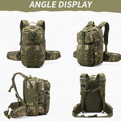 Camo hunting backpack，small tactical backpack, military backpack for men， camping backpack, 3-day bag(Camouflage) - color: Ruins Camouflage