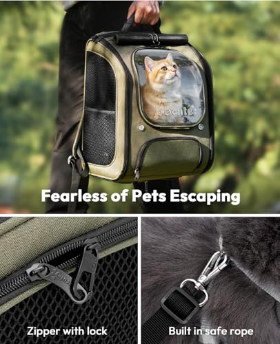 Pecute Cat Backpack Carrier,Large Space Cat Bubble Backpack,Ergonomic,Green - color: reen, size: 12.6"L x 10.2"W x 16.5"H