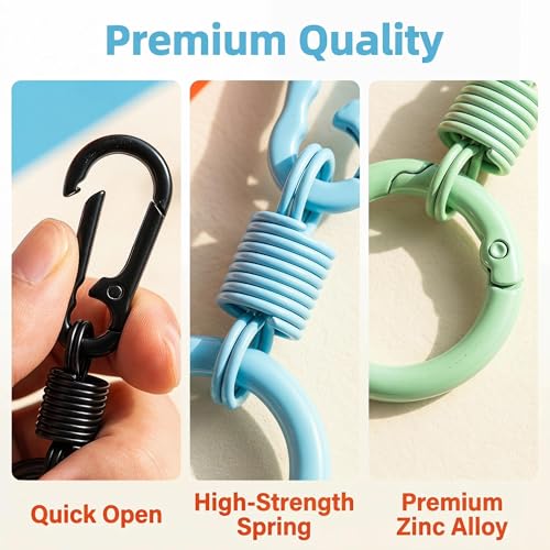 Anti-Theft Zipper Clips 6 Pcs, 6 Colors - Durable Zinc Alloy Locking Carabiners for Travel & Backpack Security, Universal Fit, Multi-Use