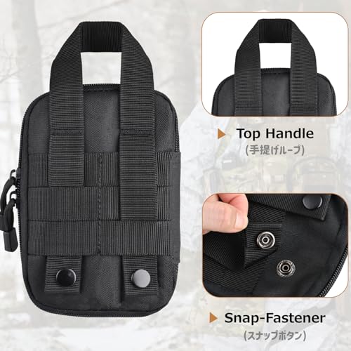 Azarxis Molle Pouches, Tactical Compact EDC Small Utility Pouch Waist Bags Sundries Storage Admin Organize Gear Gadget for Military Backpack - color: #06 Black - 7.09"x5.51" - 2 Pack