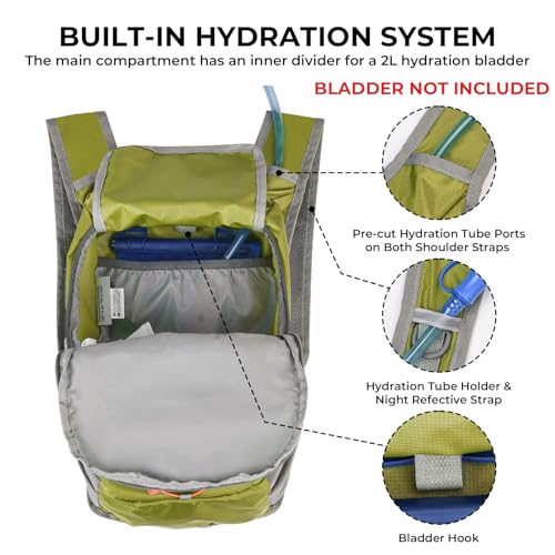 13L Small Hiking Backpack for Women Men, Lightweight Foldable Day pack, Packable Daypack for Travel, Camping (Green) - color: Green