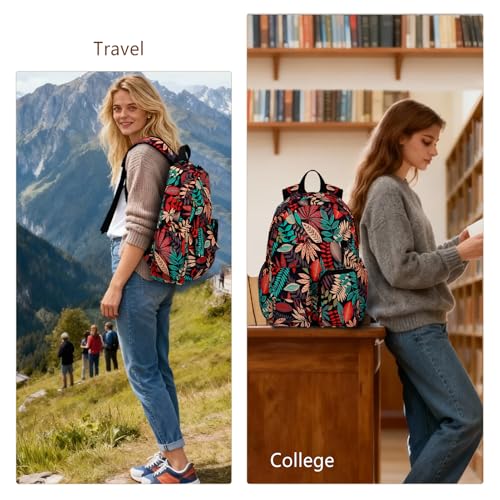 Women's Water-resistant Daypack Backpack, 15.6 Inch Laptop Compartment & Anti-Theft Pocket, Adjustable Padded Straps for Commuting, Travel, Work, College, Maple Red - color: Maple Red