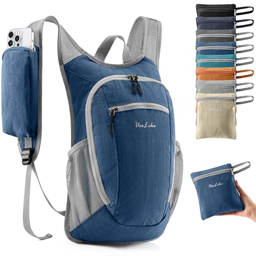 Uselike 10L Small Hiking Backpack Travel Daypack Lightweight Packable Back Pack for Women Men(Navy Blue) - color: Navy Blue