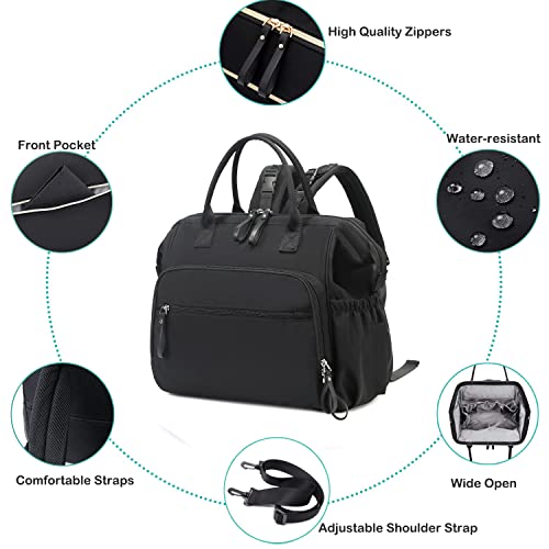LORADI Large Diaper Bag Tote, Hospital Bag, Baby Shower Essential | 14 Pockets, Convertible, Stroller Clips, 3 Insulated Pockets, Water-resistant, Easy to Clean - color: Black, size: Large-20L
