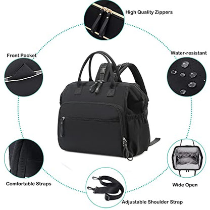 LORADI Large Diaper Bag Tote, Hospital Bag, Baby Shower Essential | 14 Pockets, Convertible, Stroller Clips, 3 Insulated Pockets, Water-resistant, Easy to Clean - color: Black, size: Large-20L
