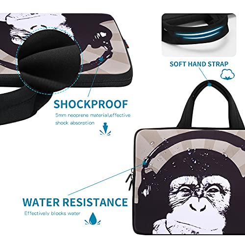 iColor 14 15 15.4 15.6 inch Laptop Handle Bag Computer Protect Case Pouch Holder Notebook Sleeve Neoprene Cover Soft Carring Travel Case for Dell Lenovo Toshiba HP Chromebook ASUS Acer Chimp ICB-09 - color: Music Chimp