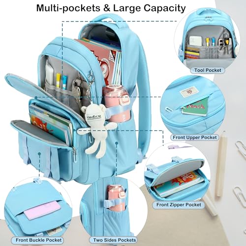 Hidds College Backpack Laptop Backpacks 15.6 Inch for Men Women Elementary Middle High School Book Bag For Teens Girls Boys Student Anti Theft Travel Daypack Large Bookbags-Blue - color: Blue