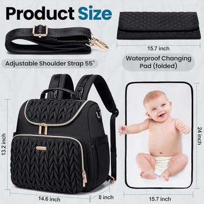 Tealari 4 in 1 Convertible Diaper Bag Backpack,Waterproof Baby Diaper Bag with Changing Pad,Converts into Baby Tote Bag,Diaper Backpack,Stroller Bag and Crossbody Diaper Bag - color: Black