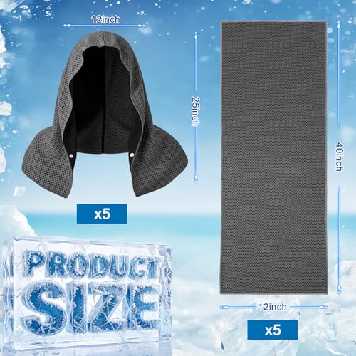Honoson 20 Pcs12x25 Inch Cooling Hoodie Towel Bulk for Neck and Face 40x12 Inch Quick Dry Sweat Towels Instant Ice Cold Towel for Hot Weather Run Yoga Gym(Dark Gray) - color: Dark Gray