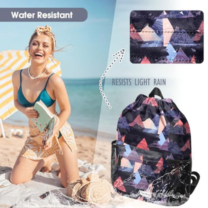 Waterproof Drawstring Backpack Sports Gym Sackpack with Mesh Pockets Water-Resistant String Cinch Beach Bag for Men Women - color: Print - Mount