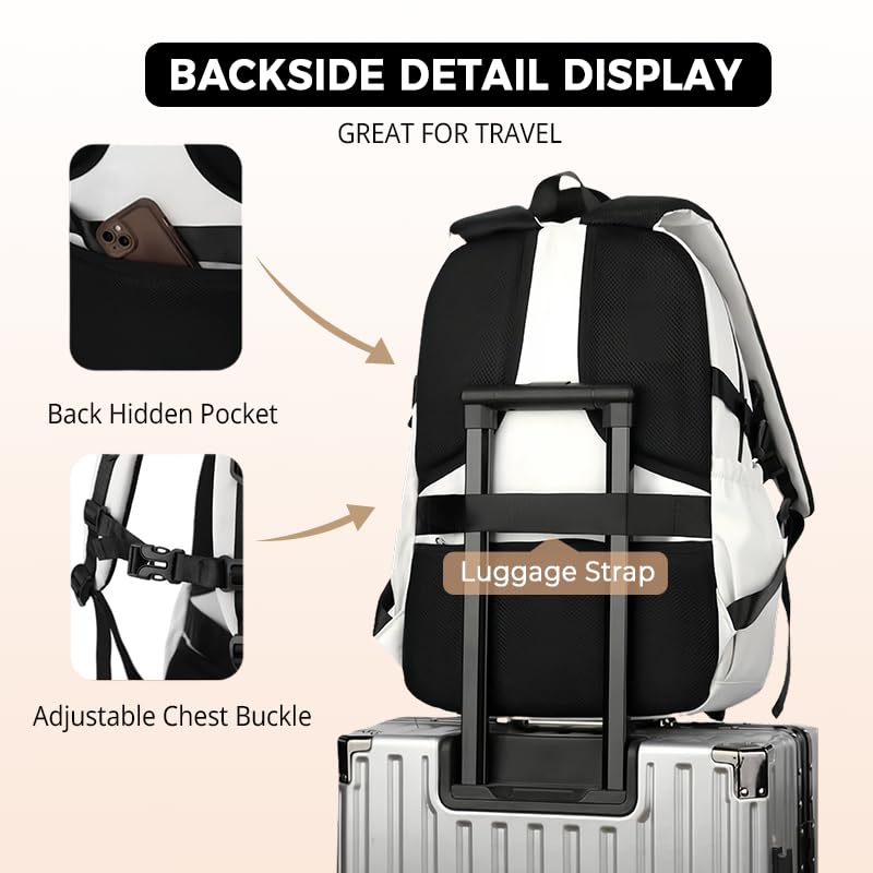Laptop Backpack Large Cool Aesthetic Waterproof Hiking Travel Backpacks Multiple Pockets Book Bag for College Women Men (Brown) - color: Brown