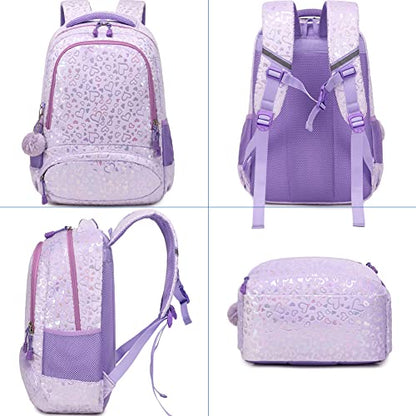 Meisohua School Backpack for Girls Large Fluffy Bookbag for Kids Teens School Bags for Girl Primary Middle School Casual Daypack - color: Furry Heart Purple