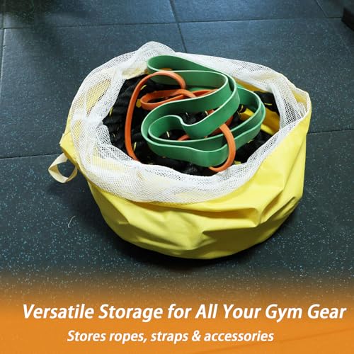 J Bryant Extra Large Battle Rope Storage Bag – Heavy-Duty Carry Sack for Training Ropes, Jump Ropes & Gym Accessories - color: Yellow