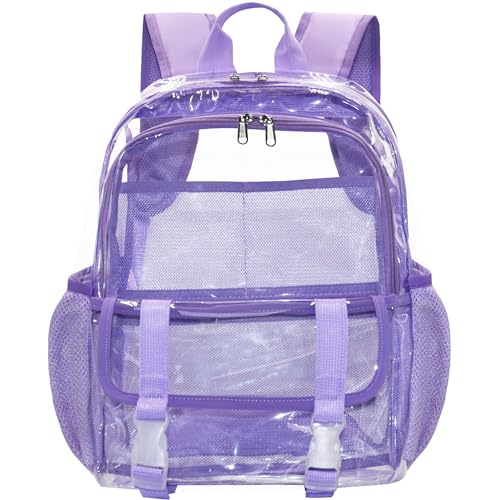 Clear Backpack, Large Clear Bag Stadium Approved Heavy Duty PVC Transparent See Through Backpacks for College,Stadium,Work,Security,Festivall,Light Purple - color: Light Purple