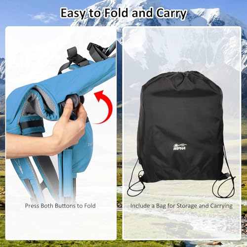 WIPHA Hiking Backpack Carrier, Lightweight Toddler Shoulder Carrier with Sun Shade, Foldable Frame, Breathable Mesh Backrest, Toddler Hiking Backpack for Kids 6 Months to 2 Years Old - color: Antelope-I-Blue