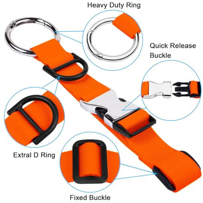 Wisdompro Jacket Gripper Strap, Add a Bag Luggage Straps Baggage Suitcase Belts Travel Accessories with Hook and D-Ring - Make Your Hands Free, Easy to Carry Your Extra Bags - Orange - color: Orange