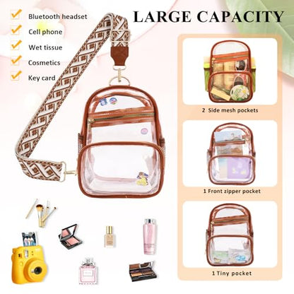 Clear Bag Stadium Approved Events Concerts Sports Outdoors Water Bottle Holder,Clear Purse for Women Men Handbags - color: 2# Brown-b