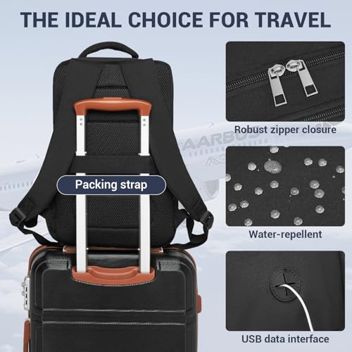 Kono 20L Casual Daypack, 40×20×25 cm, Airline Approved, 15.6" waterproof Laptop Backpack for Men & Women – Black - color: Black