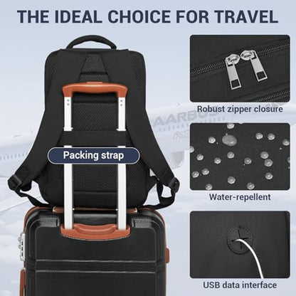 Kono 20L Casual Daypack, 40×20×25 cm, Airline Approved, 15.6" waterproof Laptop Backpack for Men & Women – Black - color: Black