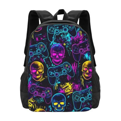 Ergonomic Padded Backpack Graffiti Skeleton Skull Video Gaming Colorful, Anti Theft Spacious Travel Daypack Sturdy Polyester Bag for Commute Gym Outdoor Leisure Use - color: Design (1325)