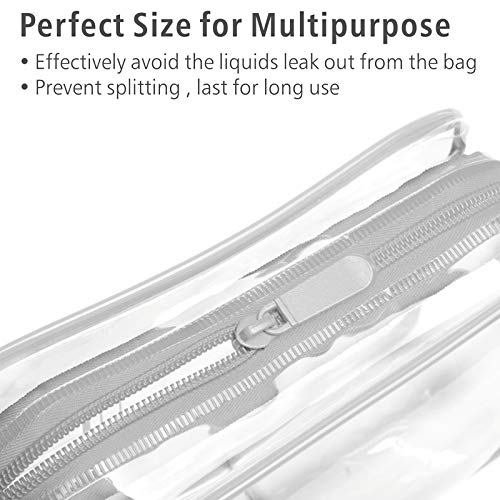 PACKISM Clear Makeup Bag, Waterproof TSA Approved Toiletry Bag Quart Size Bag, Clear Makeup Bags with Zipper Travel Cosmetic Bag, Carry on Airport Airline Compliant Bag, 3 Pack, Grey - color: Grey, size: Medium Set (Standard)