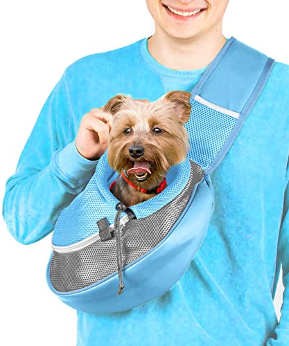 Cuddlissimo! Pet Sling Carrier - Small Dog Puppy Cat Carrying Bag Purse Pouch - For Pooch Doggy Doggie Yorkie Chihuahua Baby Papoose Bjorn - Travel Front Backpack Chest Body Holder Pack To Wear (Blue) - color: Baby Blue