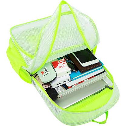 mygreen Heavy Duty Clear Backpack Durable Multi-Pockets See Through Student School Bookbag Waterproof Transparent Beach Girls Travel Bag (Red, Large) - color: Red