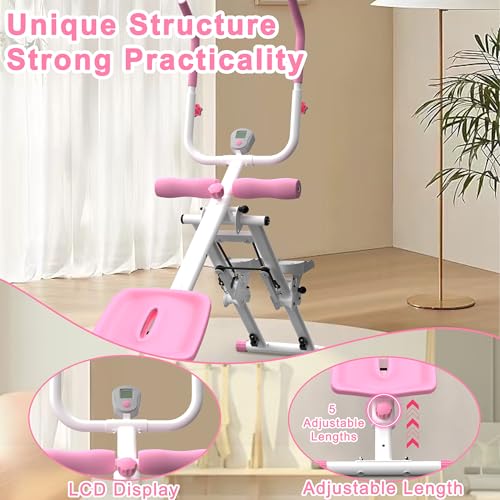 Stair Stepper and Ab Machine 2-in-1 Folding Vertical Climber Exercise Machine & Ab Workout Equipment Quickly Switch, Home Gym Equipment for Full Body Cardio Workout, 300LBS Capacity - color: Pink