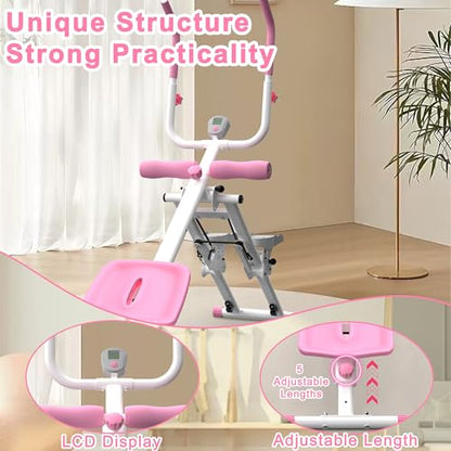 Stair Stepper and Ab Machine 2-in-1 Folding Vertical Climber Exercise Machine & Ab Workout Equipment Quickly Switch, Home Gym Equipment for Full Body Cardio Workout, 300LBS Capacity - color: Pink