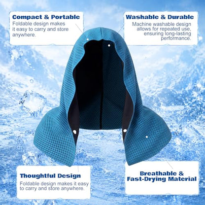 Honoson 20 Pcs12x25 Inch Cooling Hoodie Towel Bulk for Neck and Face 40x12 Inch Quick Dry Sweat Towels Instant Ice Cold Towel for Hot Weather Run Yoga Gym(Dark Gray,Light Blue) - color: Dark Gray,light Blue