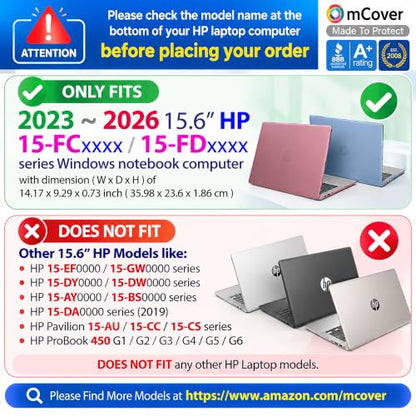 mCover Case Compatible ONLY for 2023-2024 15.6-inch HP Laptop 15-FCxxxx / 15-FDxxxx Series Windows Notebook PC (NOT Fitting Any Other HP Laptop Models) - Purple - color: Purple