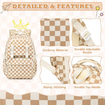 MUSEVOS Girls Backpack, Elementary Middle School Backpack, Large Capacity Kids Bookbag - color: Khaki