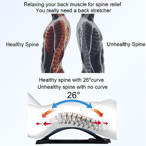 Back Stretcher for Lower Back Pain Relief, 4 Level Adjustable Lumbar Cracker Board Massager, Stretching Device for Scoliosis, Sciatica (Pink) - color: Pink
