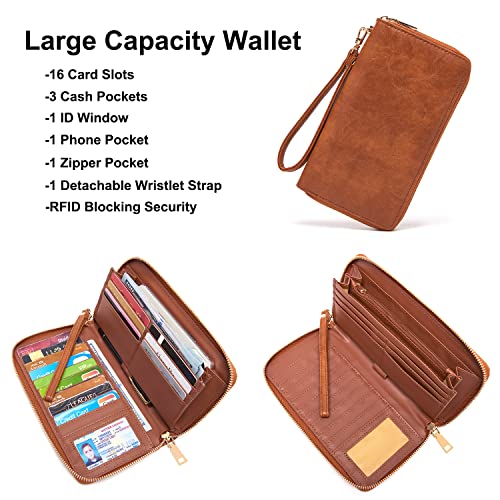 Soperwillton Women Backpack Purse Multipurpose Design Handbags Shoulder Bag PU Leather Travel bag Backpack Set 2pcs - color: Brown