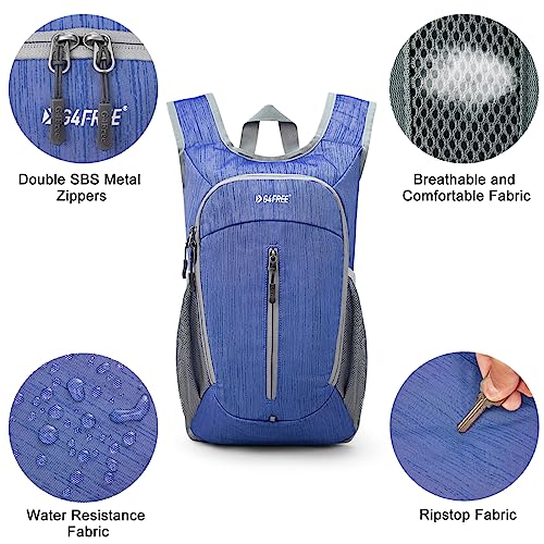 G4Free 10L Hiking Backpack Small Travel Hiking Daypack Lightweight Packable Backpack Casual Foldable Shoulder Bag - color: Blue