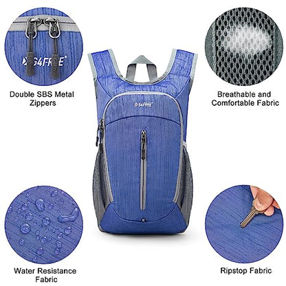 G4Free 10L Hiking Backpack Small Travel Hiking Daypack Lightweight Packable Backpack Casual Foldable Shoulder Bag - color: Blue
