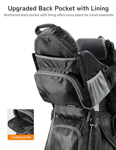 besrey Baby Backpack Carrier, Toddler Hiking Backpack with Safety 3-Height Seat, Adjustable Straps&Waist Belt, Foldable Frame Lightweight Large Capacity Child Carrier for Hiking (Shiny Black) - color: Shiny Black