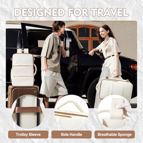 suradar Small Travel Backpack for Women Men,Carry On Backpack Flight Approved Hiking Backpack Rucksack Casual Daypack Personal Item Travel Weekender Essentials Backpacks - color: A3-beige Brown, size: Small