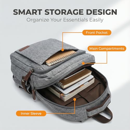 Travel Backpack Mens Business Laptop Bag with Multi-Pockets Minimalist Nylon Daypack Fits 16 Inch Notebook Casual Work Bag (GRY) - color: Gry
