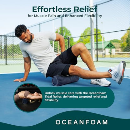 Oceanfoam Tidal Roller - Dark Navy - Muscle Massage Foam Roller for Back Pain & Stretching - Firm and Ergonomic Wide Wave Textured - Yoga, Athletics, & Wellness - Full Size, 20" x 5" - color: Dark Navy