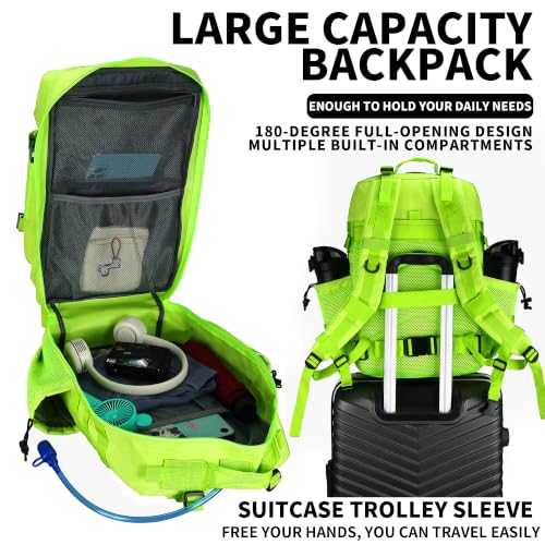 Military Tactical Backpack 45L/25L 3 Day Assault Pack Molle Daypack Hiking Backpack for Men and Women - color: Neon Green, size: 45L