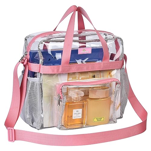 MAY TREE Clear Vinyl Tote Bag, Pink, 12 x 6 x 12 in - color: Pink