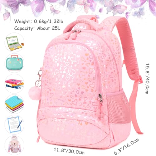 Meisohua School Backpack for Girls Large Fluffy Bookbag for Kids Teens School Bags for Girl Primary Middle School Casual Daypack - color: Furry Heart Pink