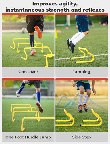 GHB Agility Hurdles 8" Speed Agility Training Hurdles, Detachable Sturdy Hurdles Training Equipment Set with Carry Bag for Kids,Athletes,Soccer,Basketball - size: 5 Pack-Yellow