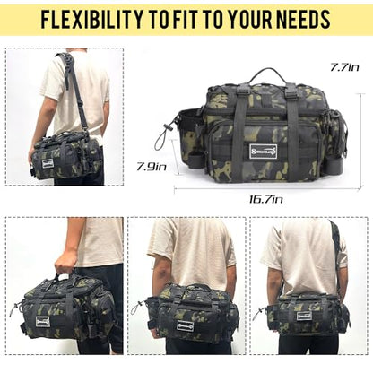 Sougayilang Fishing Tackle Bags with 3600 Tackle Tray - Fishing Tackle Storage Bags for Saltwater or Freshwater Fishing Gear - Padded Shoulder Strap - Tackle Box Bag Fishing Bag(Green) - color: Green with a 3600 Tackle Tray